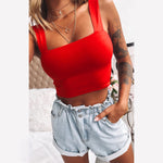 Women Clothing 2021  Summer New Women Fashion T-shirt Sexy Midriff-Baring Top