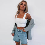 Women Clothing 2021  Summer New Women Fashion T-shirt Sexy Midriff-Baring Top