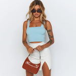 Women Clothing 2021  Summer New Women Fashion T-shirt Sexy Midriff-Baring Top