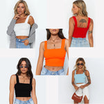 Women Clothing 2021  Summer New Women Fashion T-shirt Sexy Midriff-Baring Top