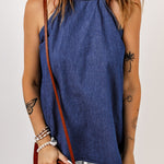 Halter Neck Denim Tank Top