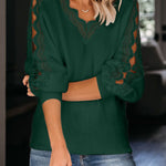Lace Splicing V Neck Pullover Sweater