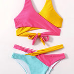 Color Block Patchwork Bandage Bikini