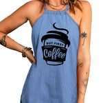 Halter Neck Denim Tank Top