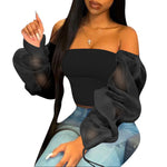 Women  Clothing  Fashion Casual Long Sleeve Multi-Color Sheer Top Women  T-shirt