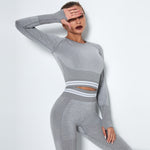 Sports Tight Top Quick-Drying Running Yoga Breathable Hollow Seamless Workout Long Sleeve