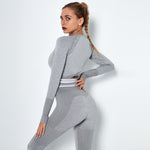 Sports Tight Top Quick-Drying Running Yoga Breathable Hollow Seamless Workout Long Sleeve