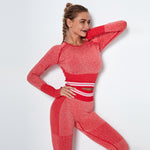 Sports Tight Top Quick-Drying Running Yoga Breathable Hollow Seamless Workout Long Sleeve
