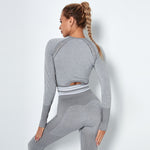 Sports Tight Top Quick-Drying Running Yoga Breathable Hollow Seamless Workout Long Sleeve