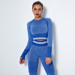 Sports Tight Top Quick-Drying Running Yoga Breathable Hollow Seamless Workout Long Sleeve