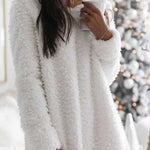 Autumn and Winter  Plush Skirt round Neck Simple Casual Straight-Leg Plush Skirt