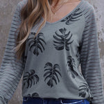 Leopard Print Patchwork Mesh Long Sleeve Top