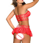 EP 1Set Women Sexy Lingerie Corset Babydoll G-string Push Up Top Bra+Pants Set Sleepwear Underwear Nightwear Dress  black/pink/ red