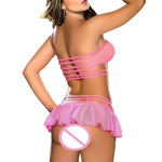 EP 1Set Women Sexy Lingerie Corset Babydoll G-string Push Up Top Bra+Pants Set Sleepwear Underwear Nightwear Dress  black/pink/ red