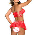 EP 1Set Women Sexy Lingerie Corset Babydoll G-string Push Up Top Bra+Pants Set Sleepwear Underwear Nightwear Dress  black/pink/ red