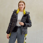 Short women winter coat parkas warm hooded shiny jacket coat Ladies office casual snow coat