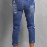 Fading Distressed Holes Crop Jeans