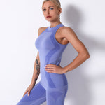 Seamless Knitted Sexy Raised Buttocks Round Neck Vest Moisture Wicking Yoga Clothes Sports Running Top For Women
