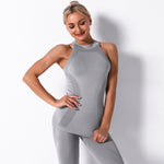 Seamless Knitted Sexy Raised Buttocks Round Neck Vest Moisture Wicking Yoga Clothes Sports Running Top For Women