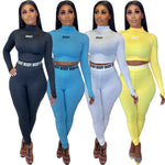 Women Shaping Tight Letter Printing Suit Two-Piece Set