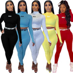 Women Shaping Tight Letter Printing Suit Two-Piece Set