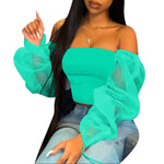 Women  Clothing  Fashion Casual Long Sleeve Multi-Color Sheer Top Women  T-shirt