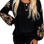 Floral Embroidery Long Sleeve Top