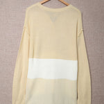 Splicing Buttoned Knitted Long Sleeve Sweater