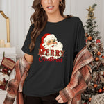 Merry Christmas Santa Clause Print Short Sleeve Graphic Tee
