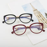 EP Personality trend retro lady cat eye personality anti blue light flat lens frame new optical lens