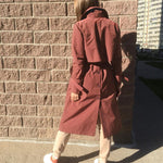 Women long trench coat V-neck tied brick red windbreaker female Gentle spring autumn outwear