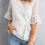 Swiss Dot Tie Blouse