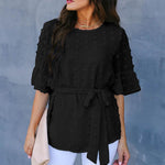 Swiss Dot Tie Blouse