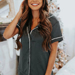Print Satin Short Sleeve Shirt and Shorts Pajama Set