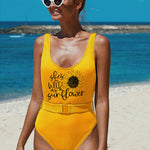 Ribbed One-piece Swimsuit with Belt