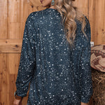 Navy Tie-dyed Crew Neck Pullover Sweatshirt