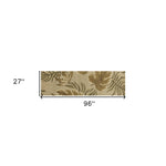 2' x 8' Sand Leaves Wool Runner Rug