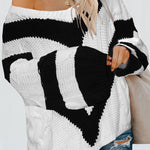 Black Color Block Drop Shoulder Oversize Sweater