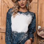 Navy Tie-dyed Crew Neck Pullover Sweatshirt