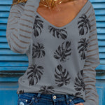 Leopard Print Patchwork Mesh Long Sleeve Top