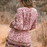 Split V Neck Boho Floral Dress