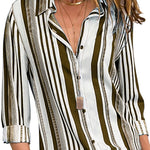 Red Blue Striped Modern Women Shirt
