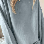 Black Crew Neck Ribbed Oversized Sweatshirt