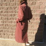 Women long trench coat V-neck tied brick red windbreaker female Gentle spring autumn outwear