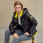 Short women winter coat parkas warm hooded shiny jacket coat Ladies office casual snow coat