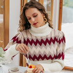 Casual turtleneck women knitted dress winter Puff sleeve hit color female mini dress High street ladies sweater dress