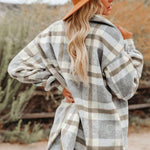 Brown Plaid Print Pocket Women Shacket