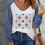 Leopard Print Patchwork Mesh Long Sleeve Top