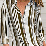 Red Blue Striped Modern Women Shirt