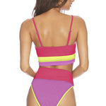 Spaghetti Straps Colorblock Ribbed High Waisted Swimsuit